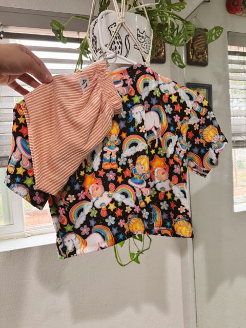Rainbow Girl Upcycle Oversized Tee & Breezy Set 4y