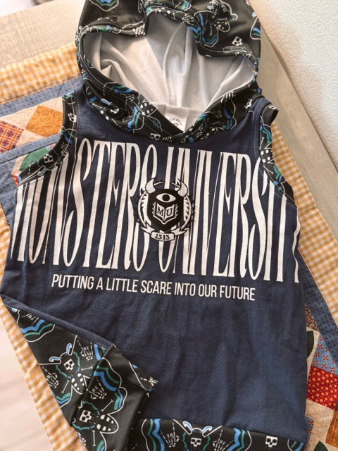 Monsters Upcycled Hooded Racer Back Top 3y