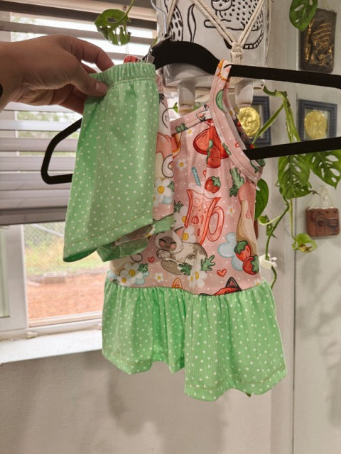 Color Block Cami Peplum With Breezy Shorts 3y