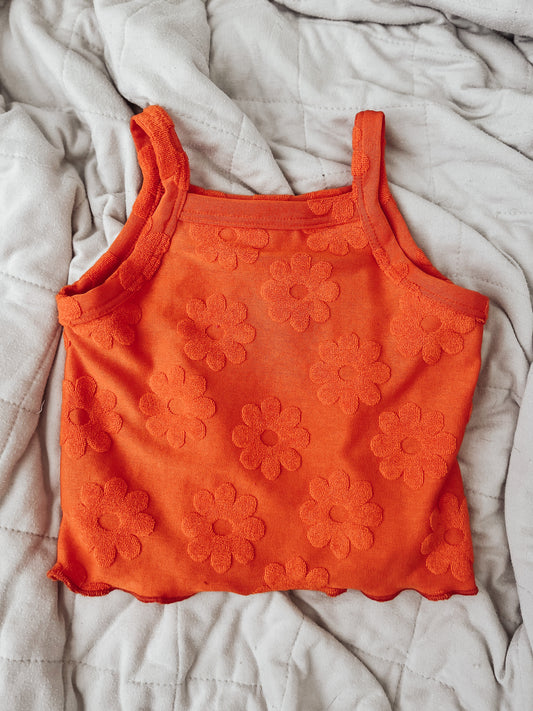 9-12 Orange Floral Cami With Lettuce Hem