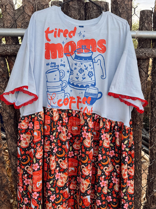 3XL RTS Tired Moms Coffee Club - Upcycle Babydoll Dress (Copy)