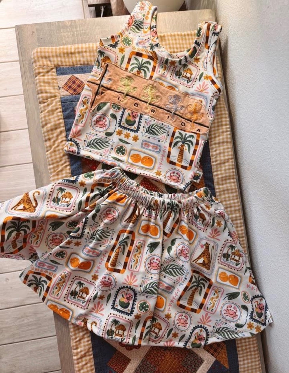 Toddler Upcycled Travel Set | Florida Y2K Vacation Set 4T RTS